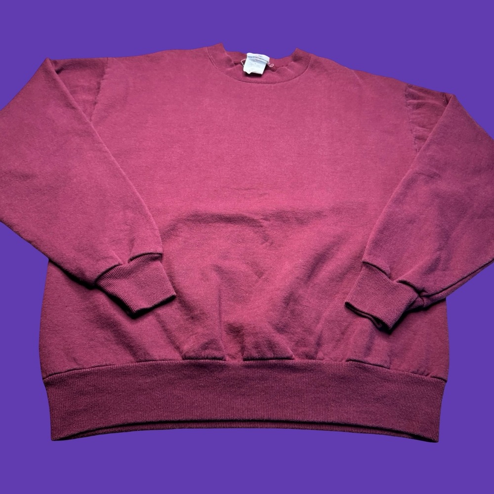 Jerzees NuBlend Crewneck Sweatshirt M Burgundy Blank Fleece Pullover Vintage